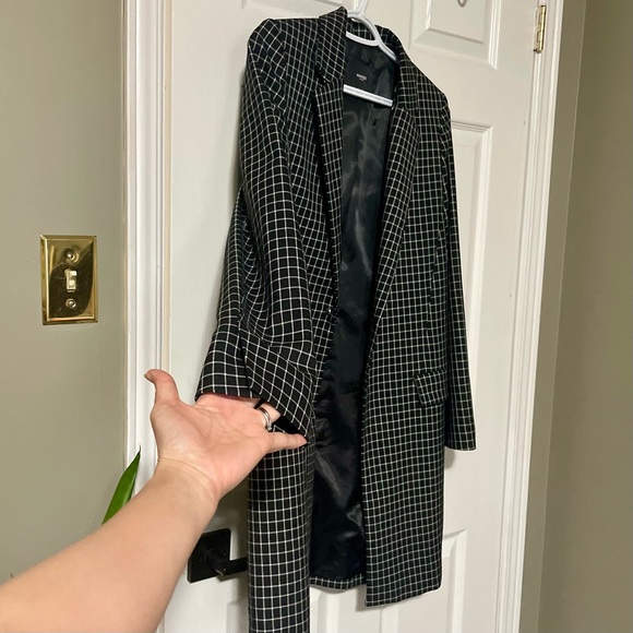 Mango One Button Patterned Lapel-collar Blazer - Picture 5 of 7